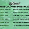Dates de les Colònies d'estiu 2022