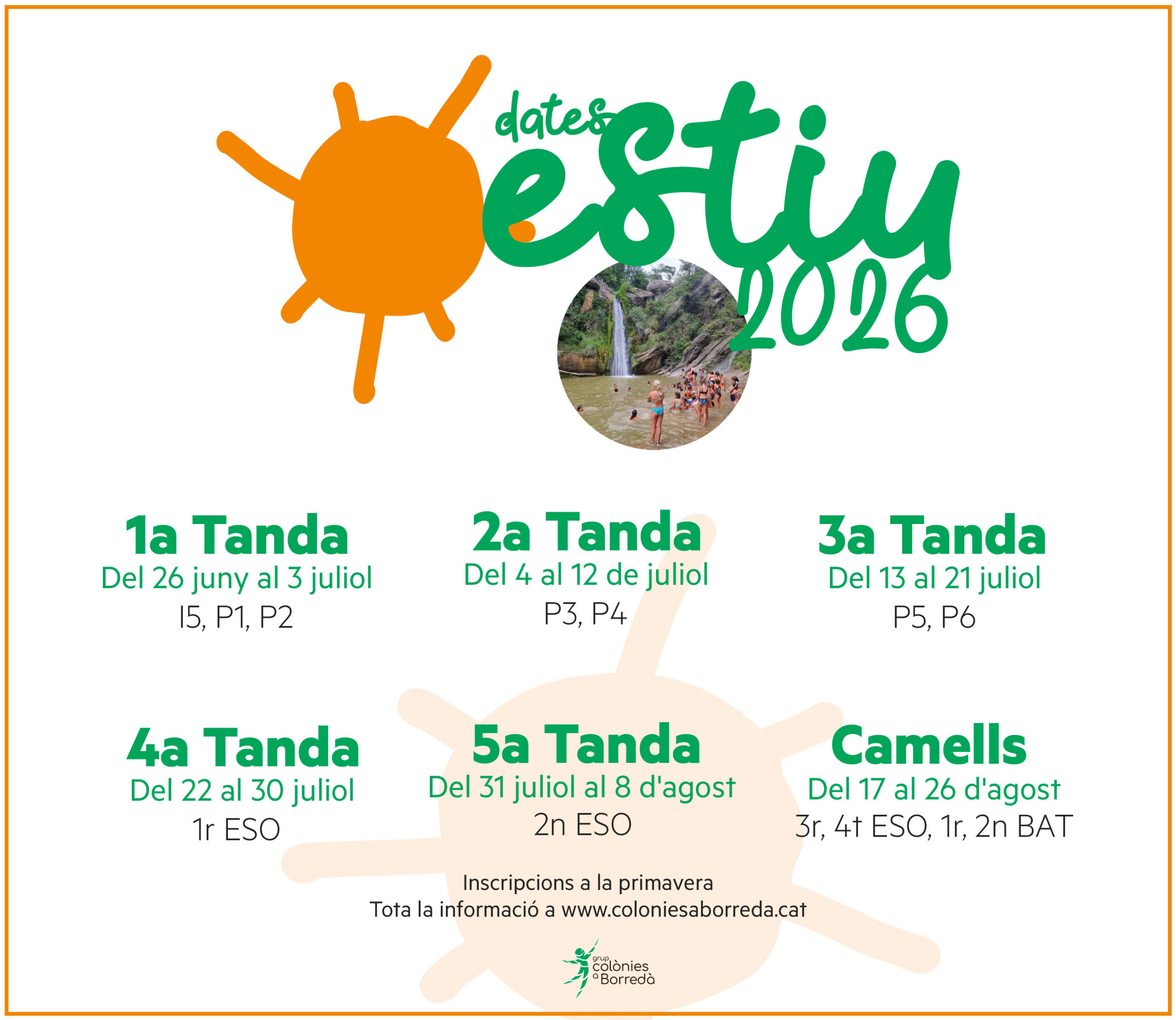 Ja tenim les dates de les Colònies i Camells d’aquest estiu! Tot i que encara fa fred, nosaltres ja pensem en el caliu de l’estiu. Aquestes són les dates per [&hellip;]