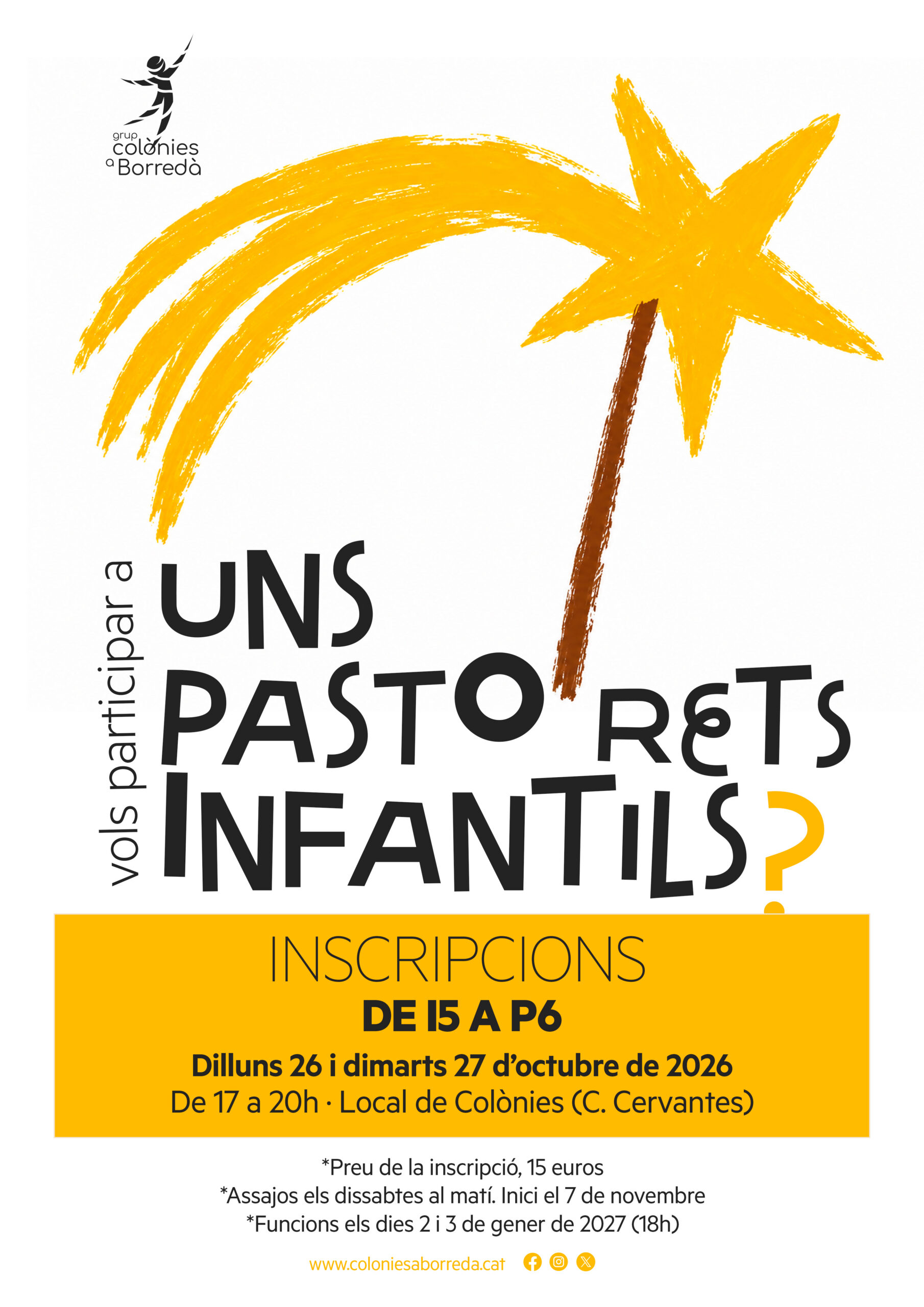 Pastorets, àngels i dimonis!  Pareu bé les orelles que us portem un missatge urgent! El dilluns 26 i dimarts 27 d’octubre de 2026, farem les inscripcions per a participar a “Uns [&hellip;]